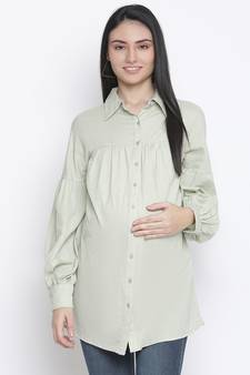 Special solid mint maternity shirt