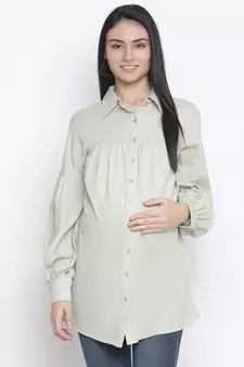 Special solid mint maternity shirt