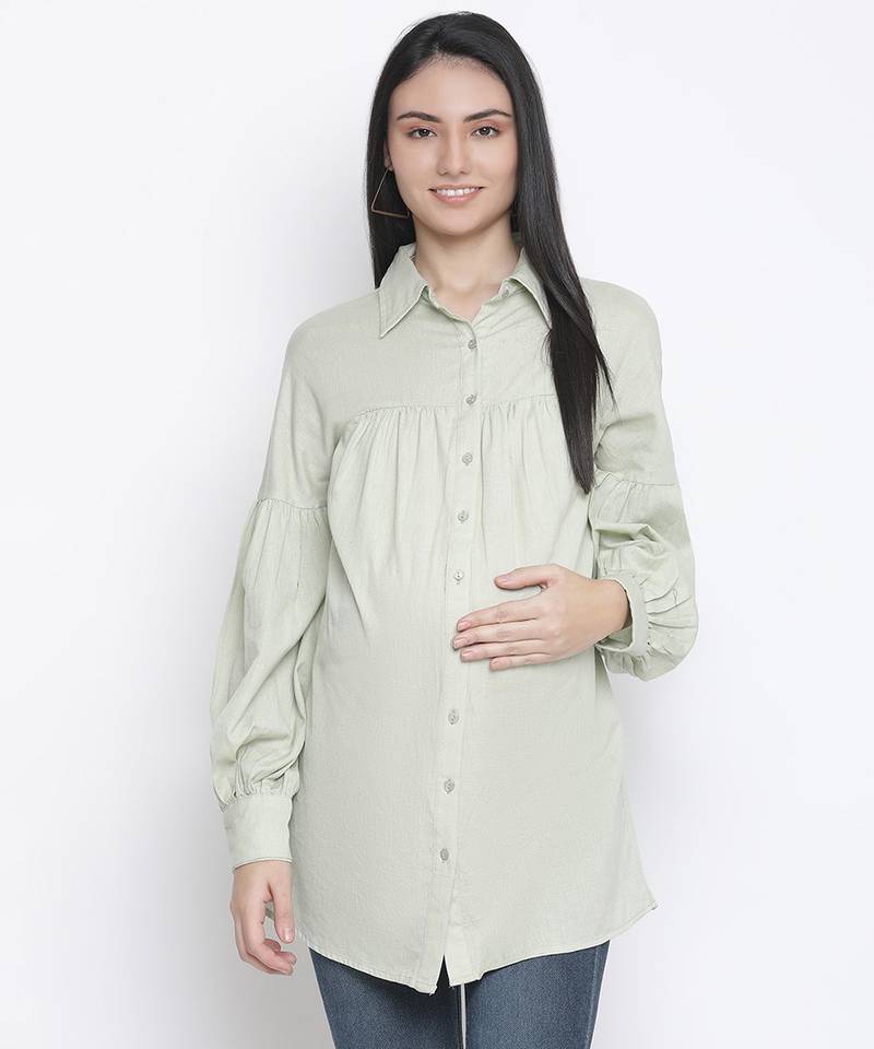 Special solid mint maternity shirt