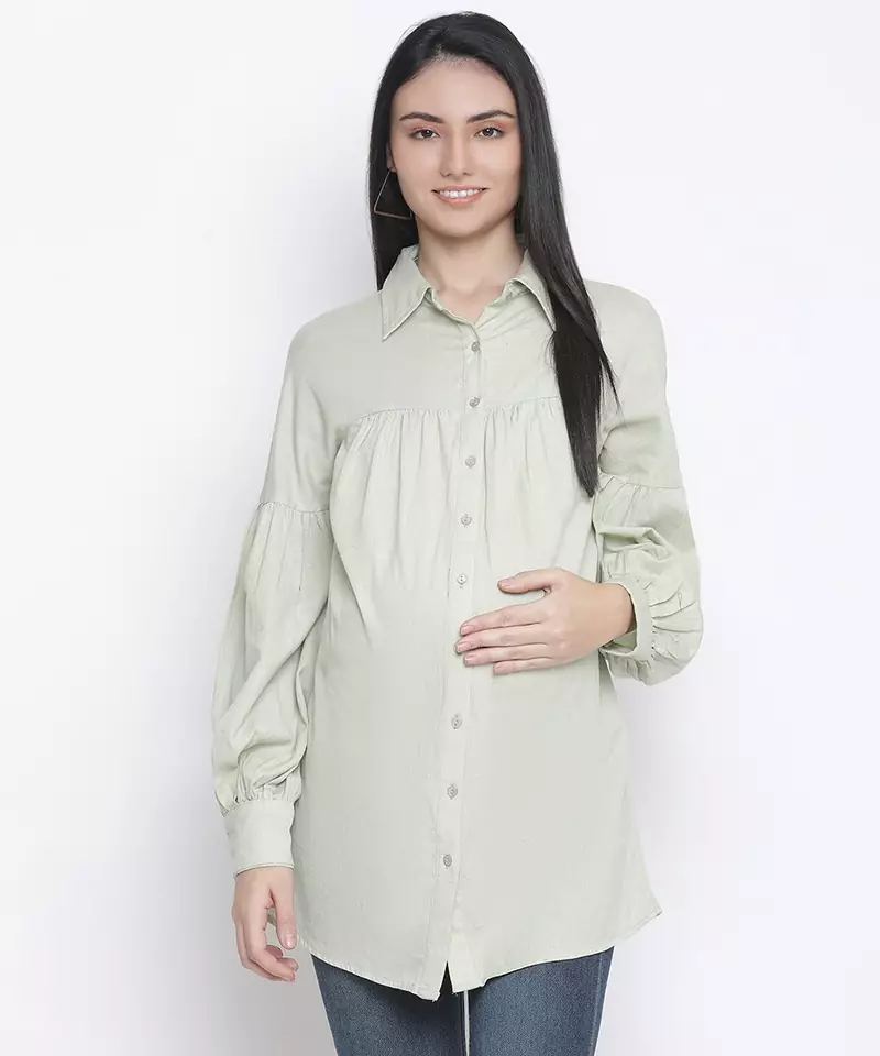 Special solid mint maternity shirt