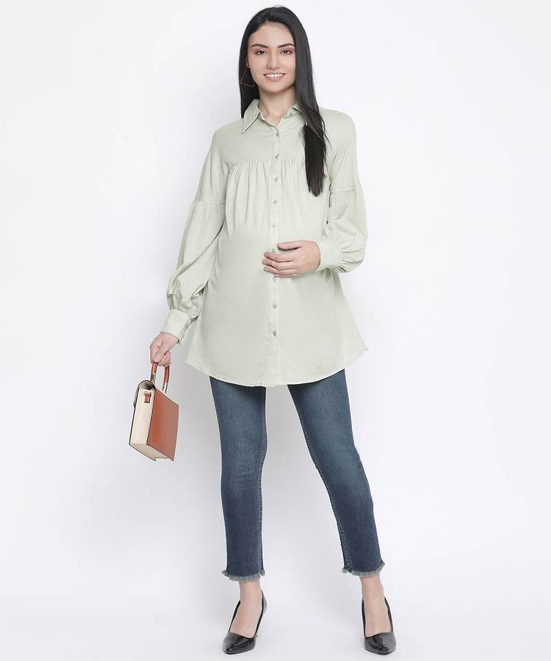 Special solid mint maternity shirt