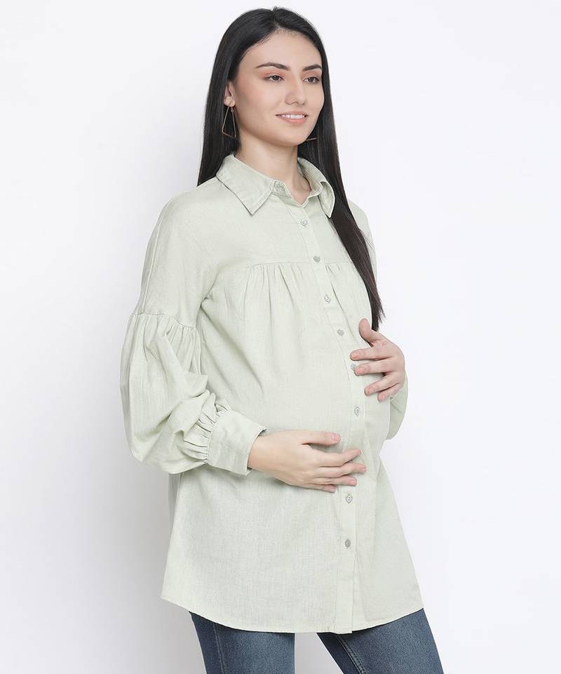 Special solid mint maternity shirt