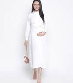 Hopple white button- down long maternity dress