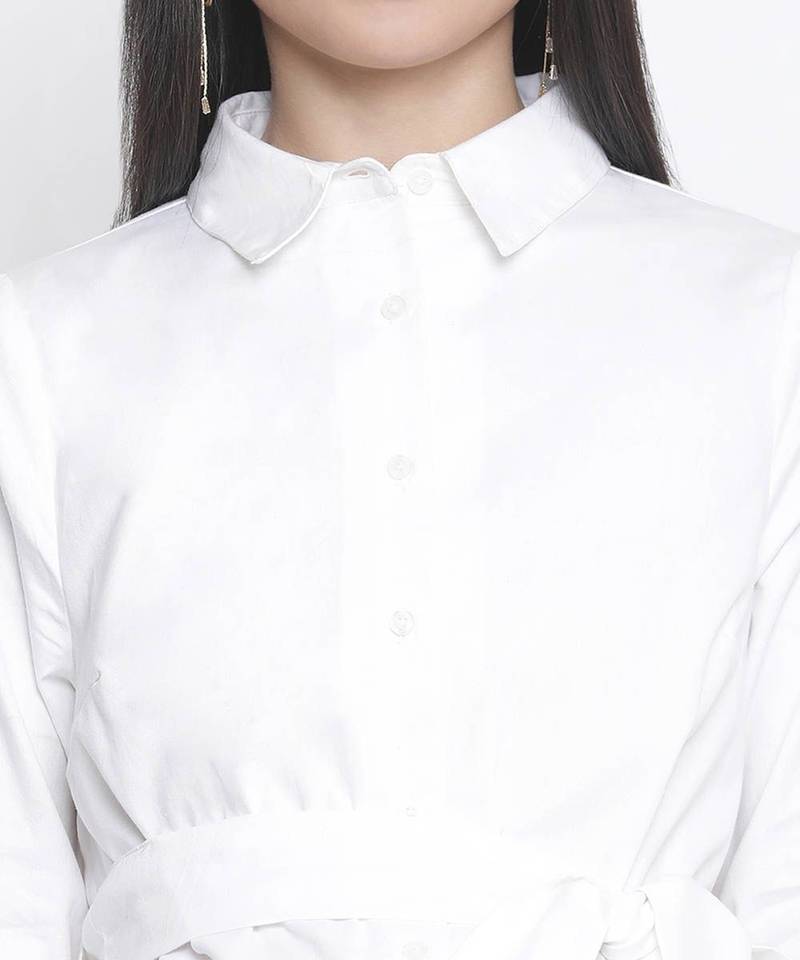 Hopple white button- down long maternity dress