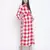 Cerise red check print long maternity dress