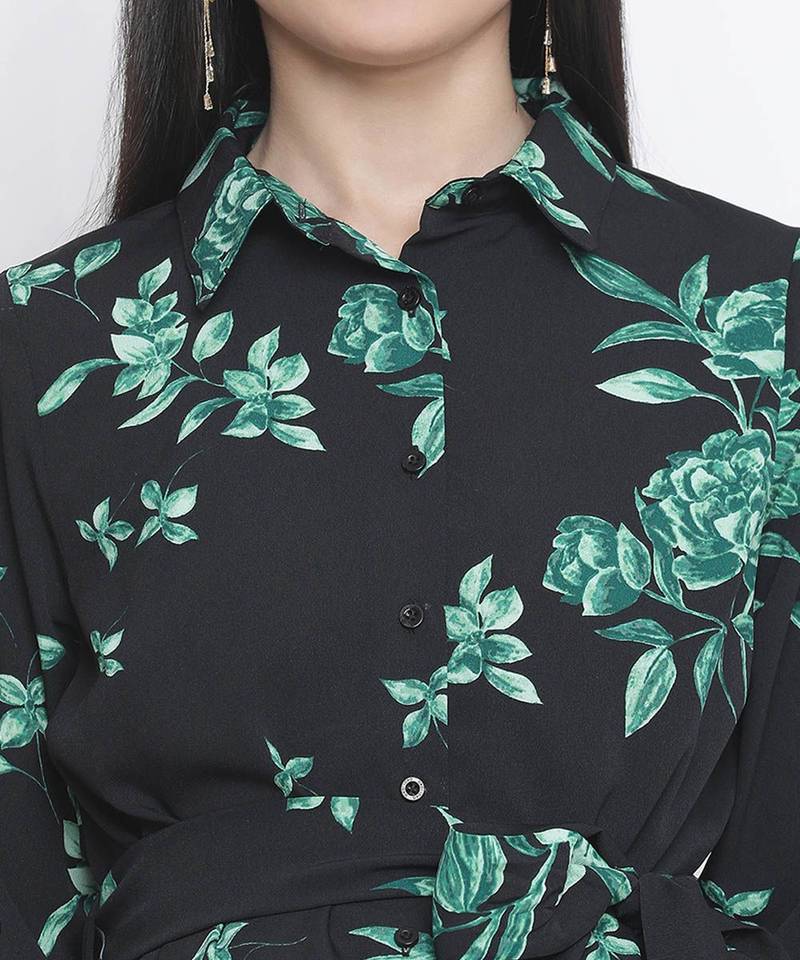 Tora black floral print long maternity dress