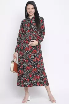 Bazy floral print long maternity dress