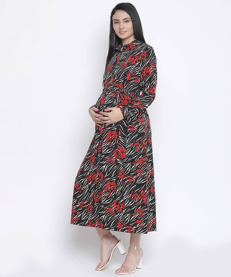 Bazy floral print long maternity dress