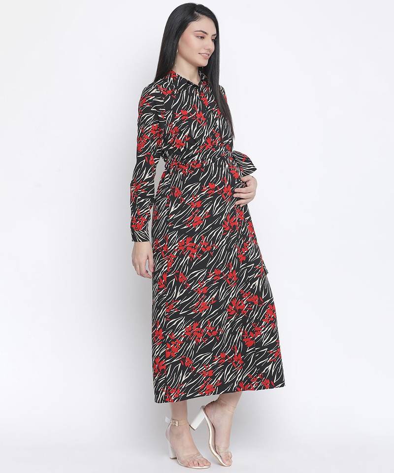 Bazy floral print long maternity dress