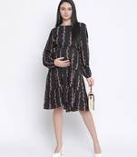 Gapper black ptinted with feeding zip maternity dress