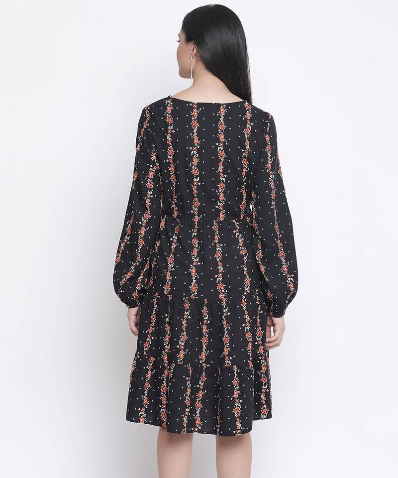 Gapper black ptinted with feeding zip maternity dress