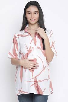 Gallant white pretty printed maternity top