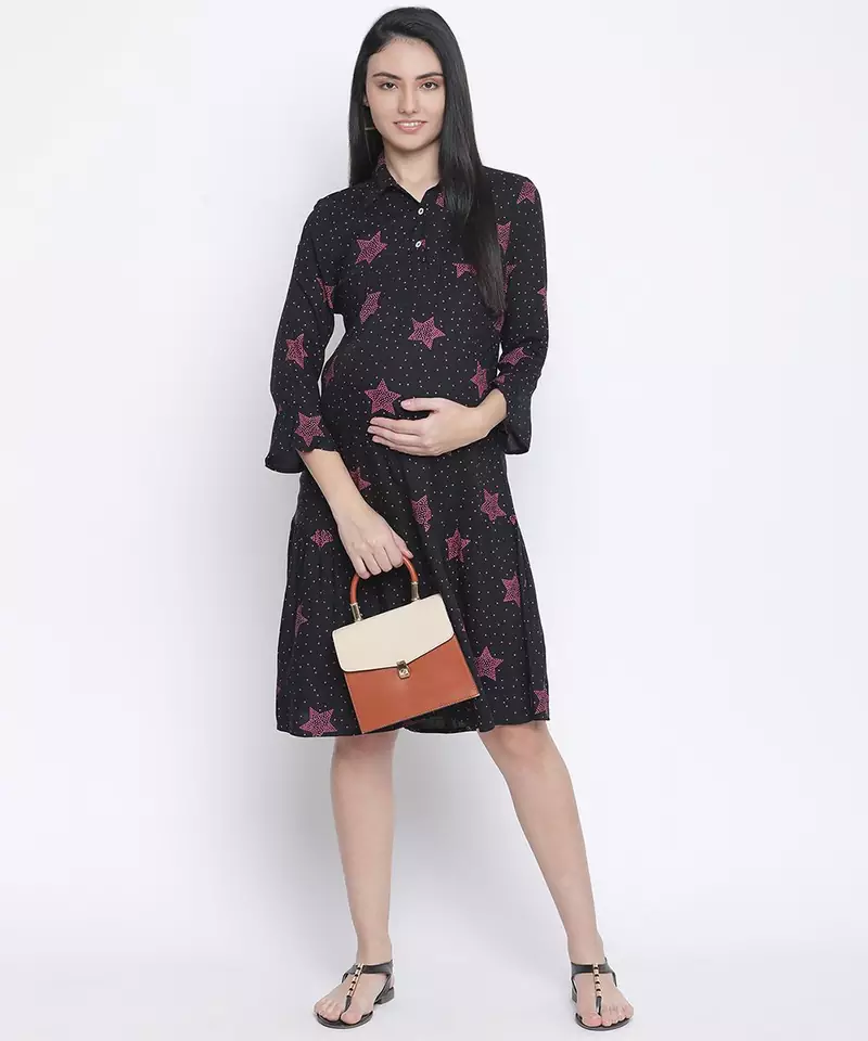 Wowz star print maternity dress