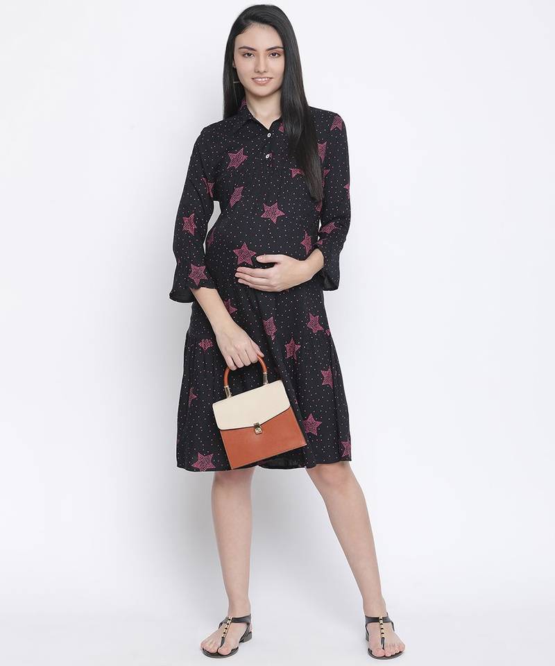 Wowz star print maternity dress