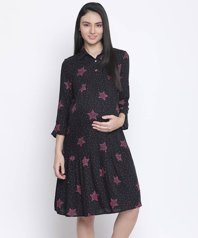 Wowz star print maternity dress