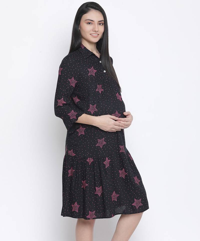 Wowz star print maternity dress