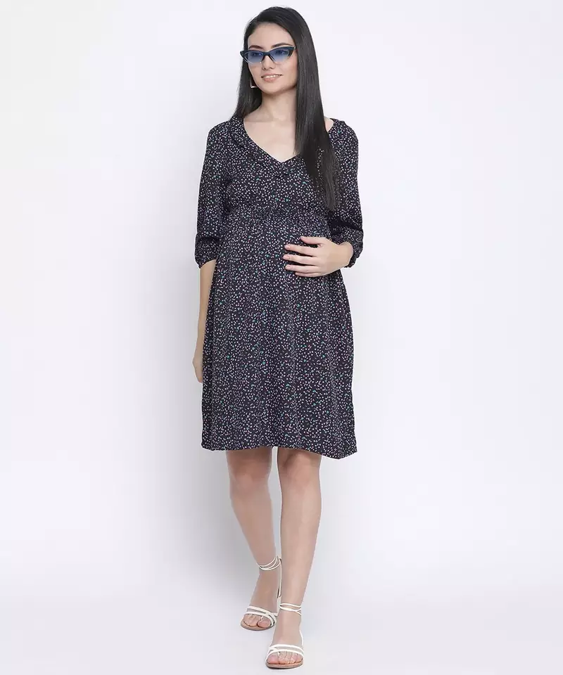 Orient black printed maternity dress