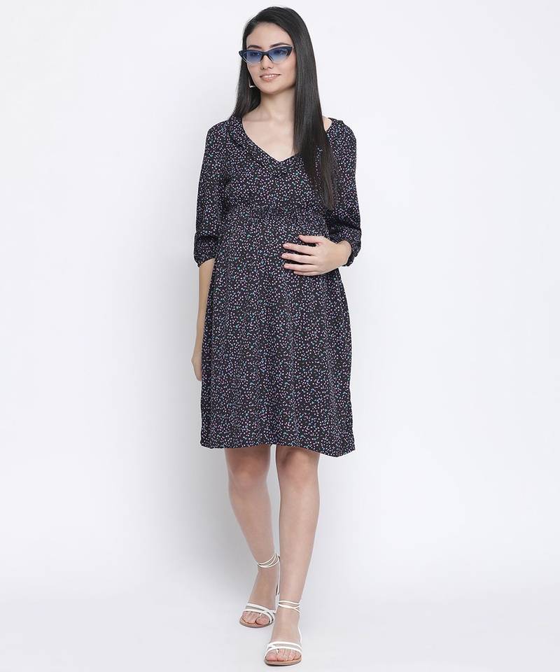 Orient black printed maternity dress