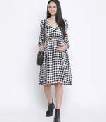 Chic check print maternity dress