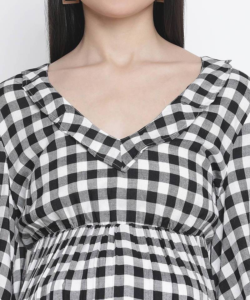 Chic check print maternity dress