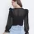 Kasson shimmer black ruffle women crop top