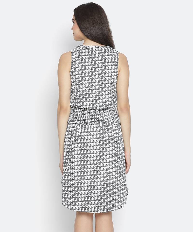 Drums of heaven check print smocked womem dress