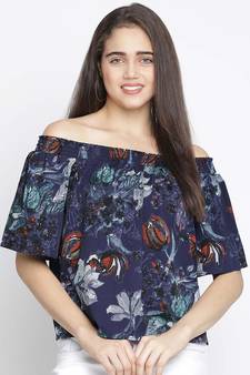 Flick of colours digital print women off-shoulder top