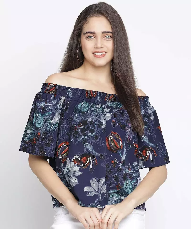 Flick of colours digital print women off-shoulder top
