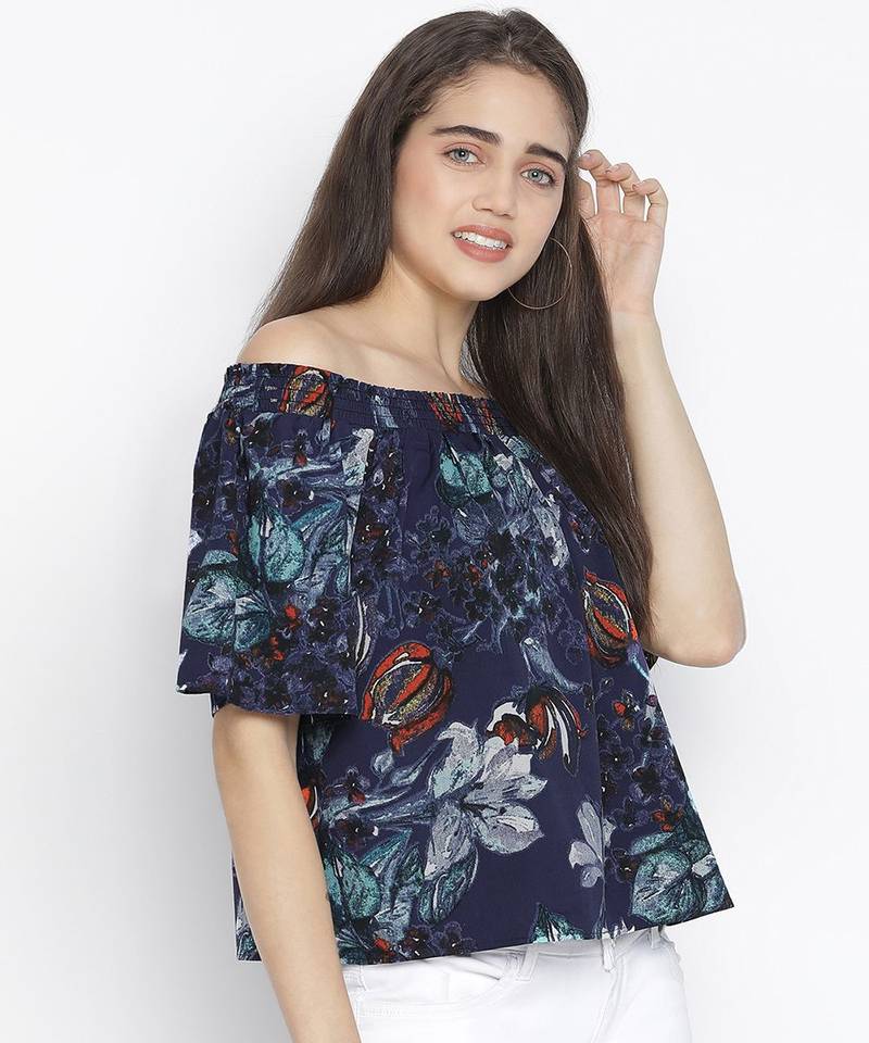 Flick of colours digital print women off-shoulder top