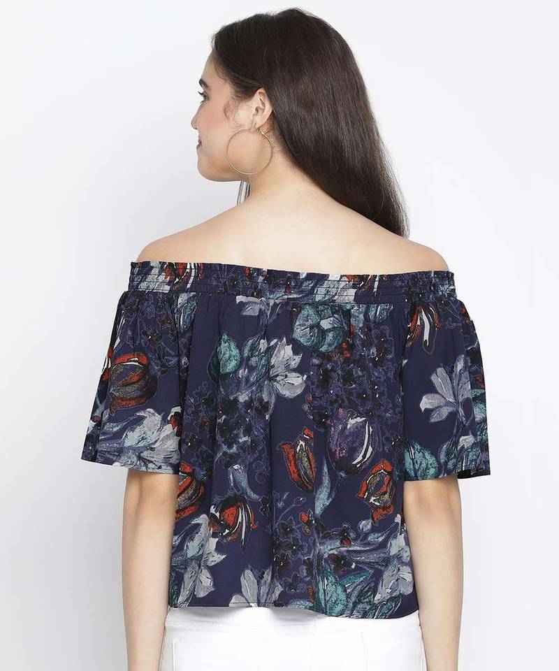 Flick of colours digital print women off-shoulder top