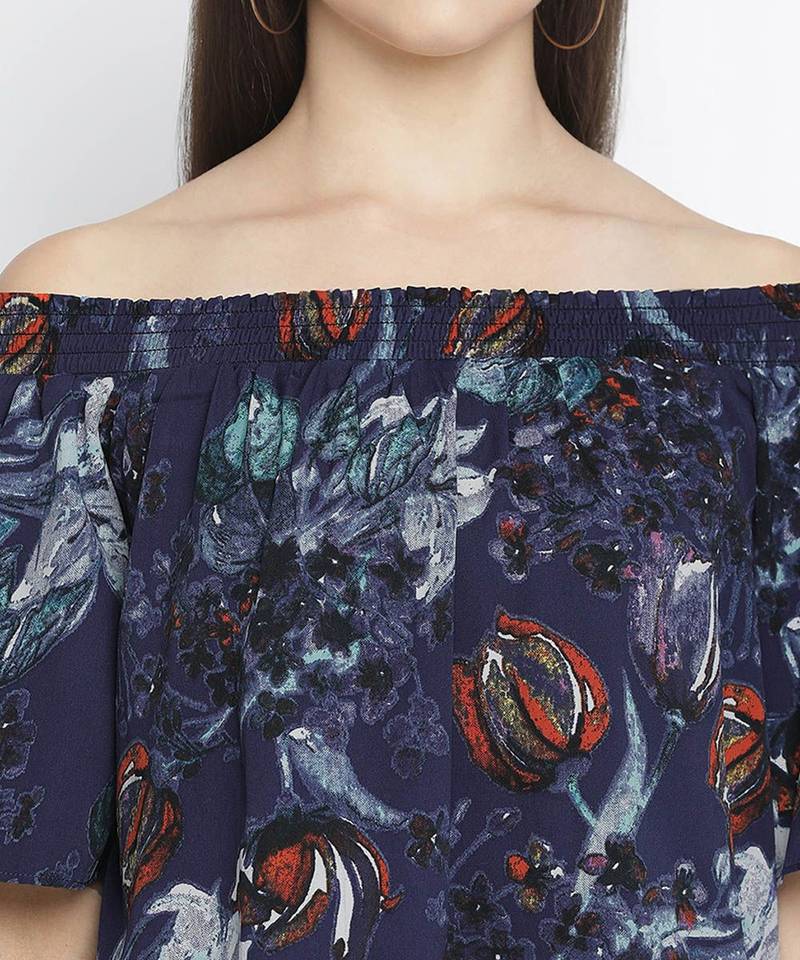 Flick of colours digital print women off-shoulder top