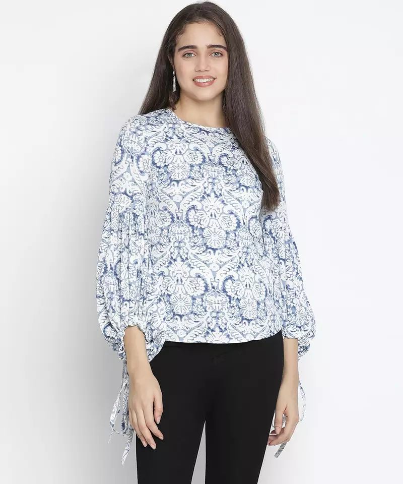 Jelly Blue floral print chic women top