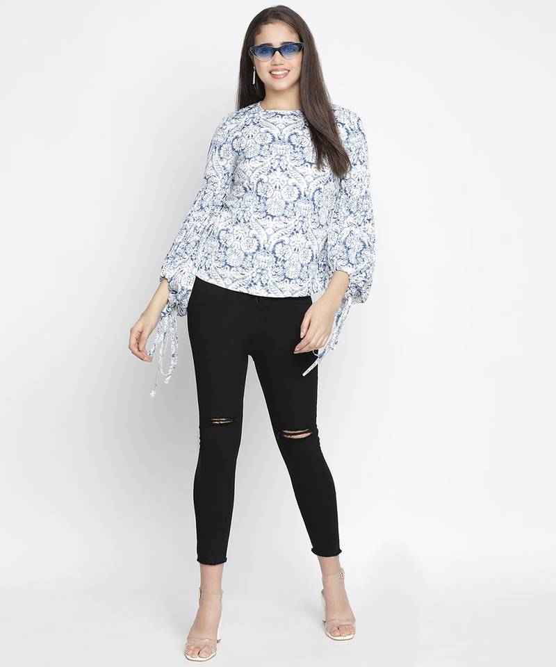 Jelly Blue floral print chic women top