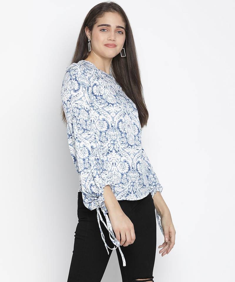Jelly Blue floral print chic women top