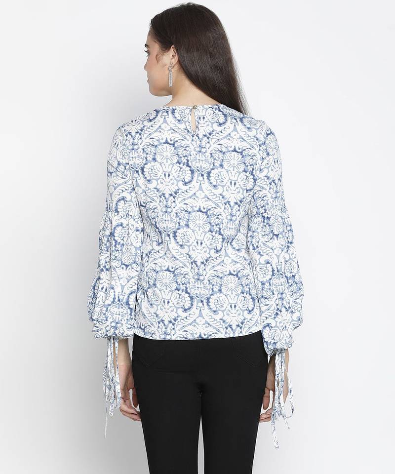 Jelly Blue floral print chic women top