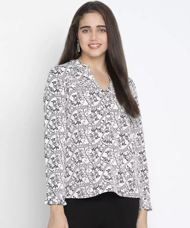 Dearing white printed elegant women top