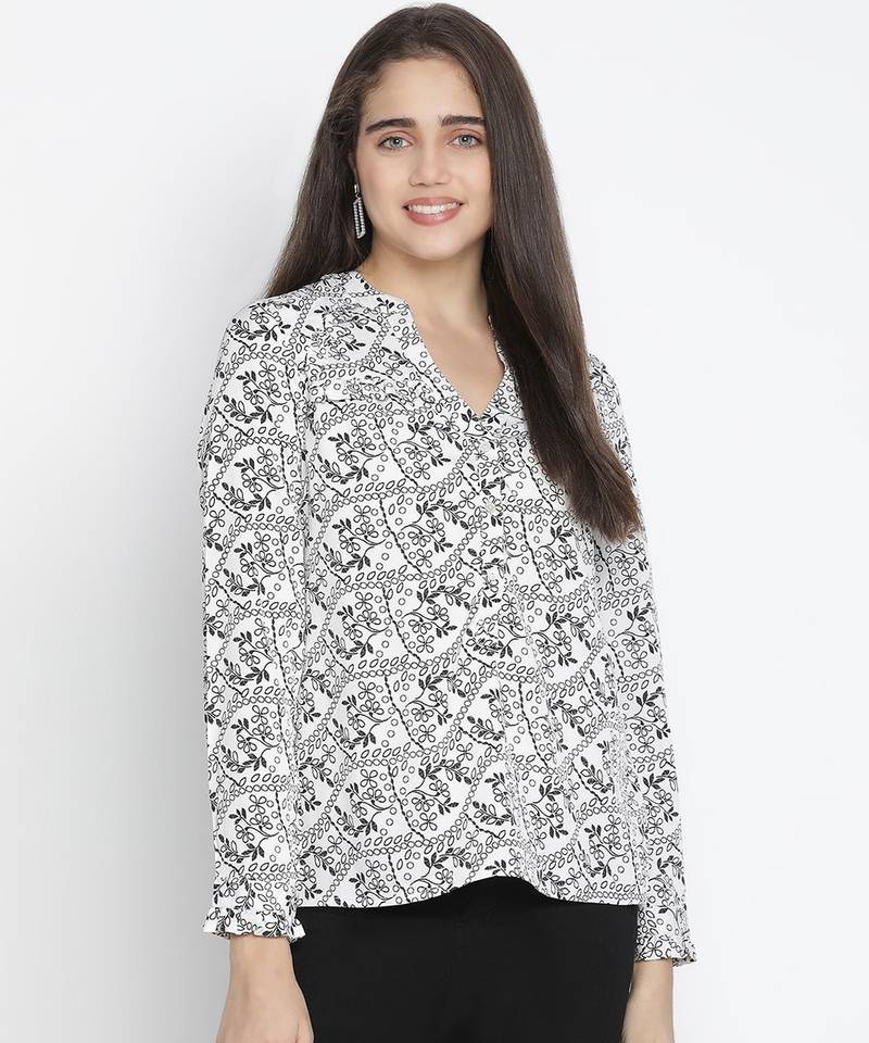 Dearing white printed elegant women top