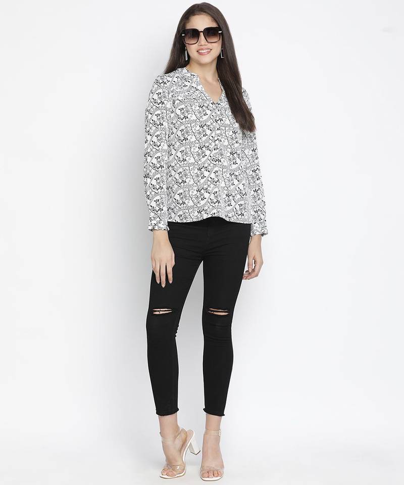 Dearing white printed elegant women top