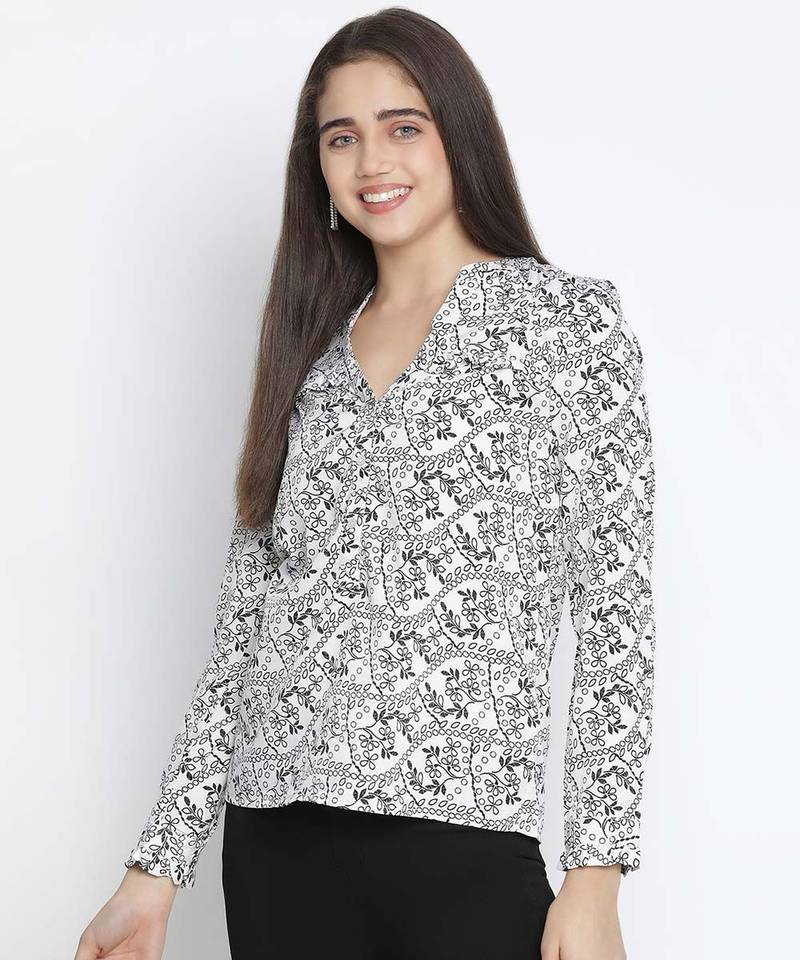 Dearing white printed elegant women top