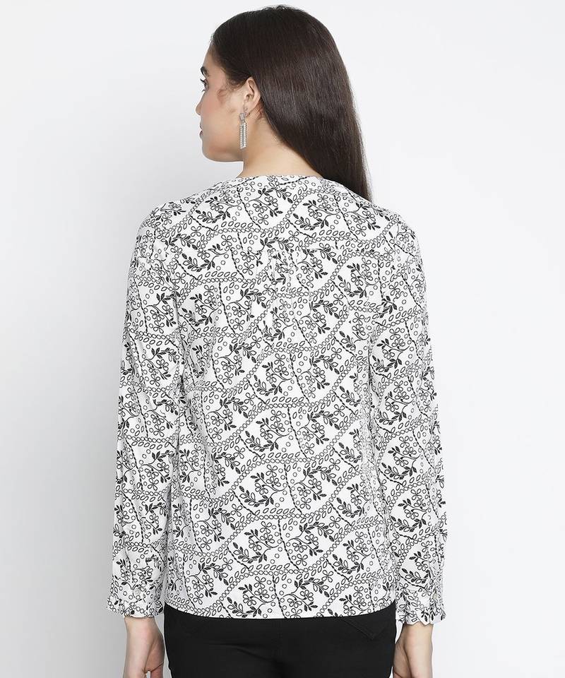 Dearing white printed elegant women top