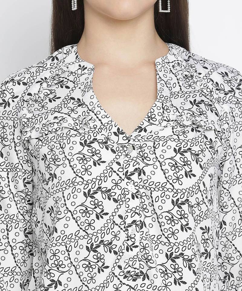 Dearing white printed elegant women top