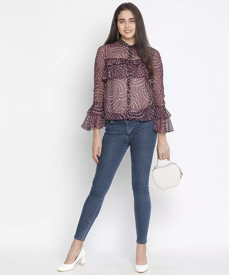 Winni wine color smart women Shirt