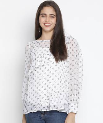 Chezzling white dot print pretty women top 2