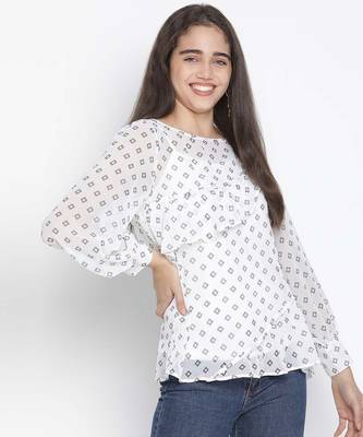 Chezzling white dot print pretty women top 3
