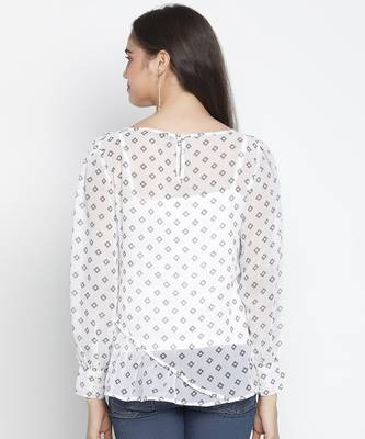 Chezzling white dot print pretty women top 4