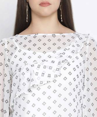 Chezzling white dot print pretty women top 5