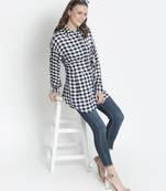 Check mezz button-down women tunic