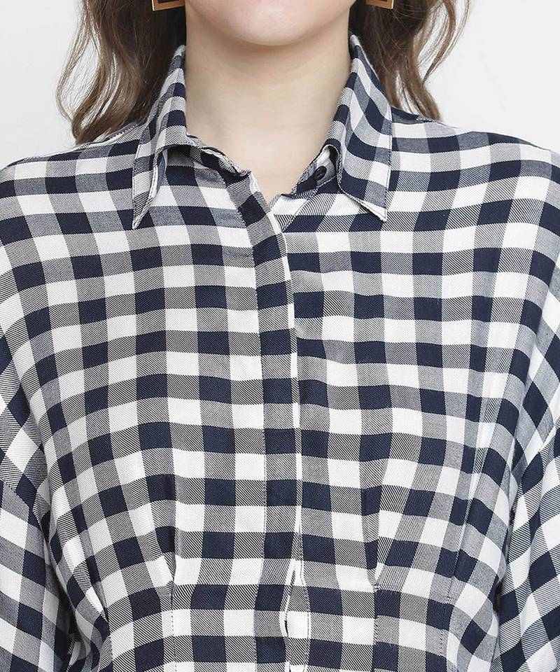 Check mezz button-down women tunic