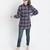 Check print button-down women tunic