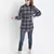 Check print button-down women tunic